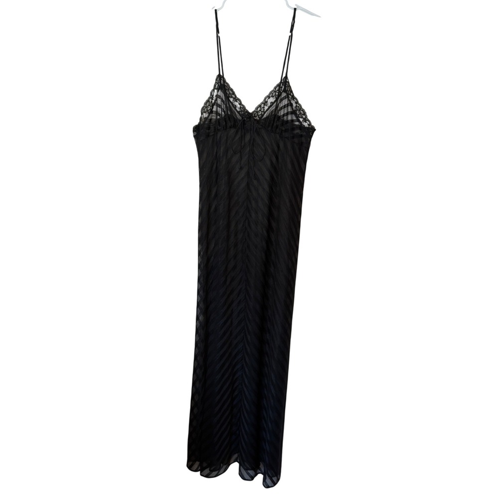 Vintage JC Penney Maxi Sheer Slip Dress Size XS-S Black Whimsigoth Dark Romantic